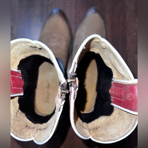 Sheryl Crow Americana Patriot Ankle Western Boots Leather Stars Stripes 7.5 M - Picture 9 of 11